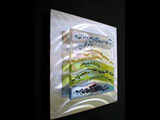 Rolling Hills - 12 x 12 Fused Glass and Brushed Aluminum