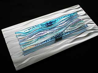 Ripples - 12 x 24 Fused Glass and Brushed Aluminum