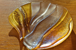 Amber Fused Glass Art Plate