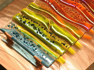 Fused Glass & Brushed Copper Wall Art Decor